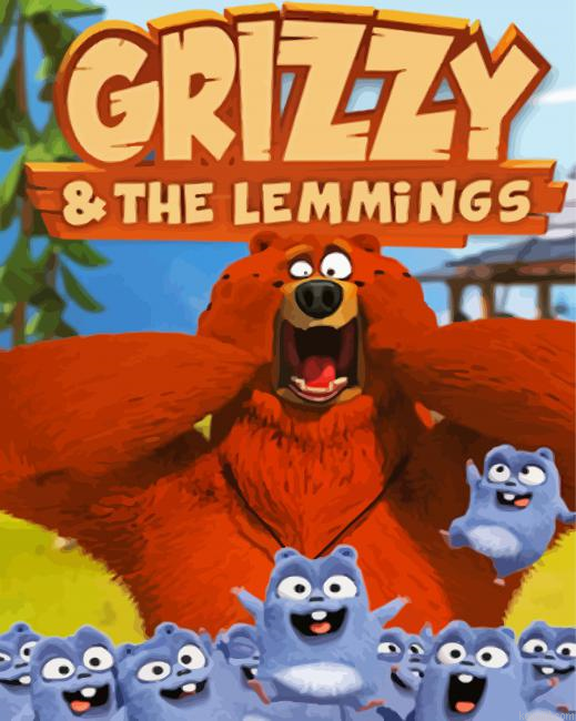 Grizzy And The Lemmings Animated Poster Painting By Numberss.png