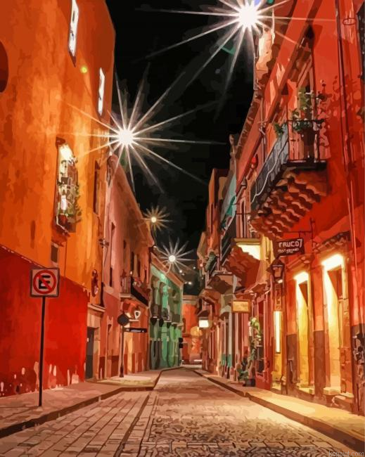 Guanajuato Mexico At Night Painting By Numberss.png