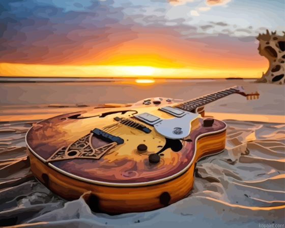 Guitar At Beach Sunset Painting By Numberss.png