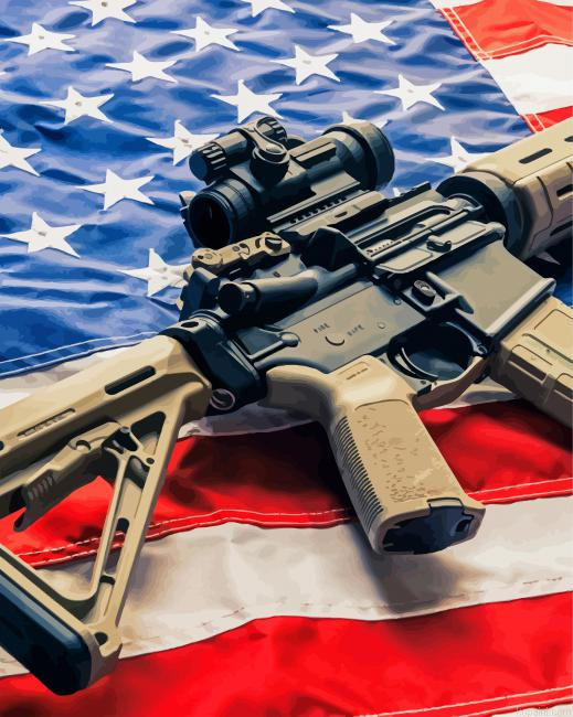 Gun On American Flag Painting By Numberss.png