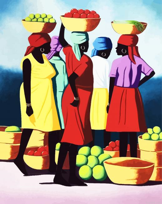 Haitain Women In Market Painting By Numberss.png