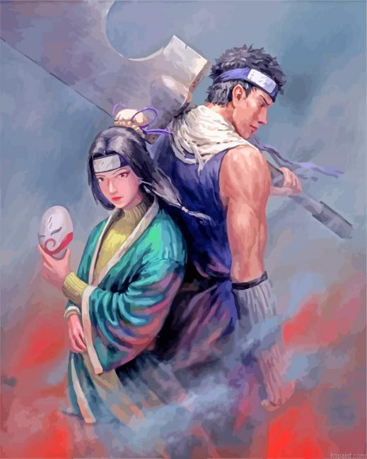 Haku And Zabuza Paint By Numbers.png