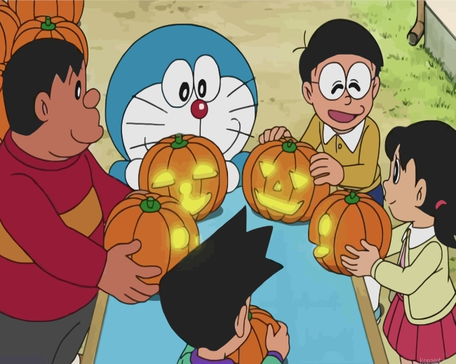 Halloween Doraemon Painting By Numberss.png