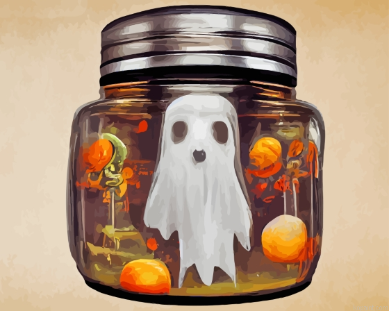 Halloween Ghost In Jar Painting By Numberss.png