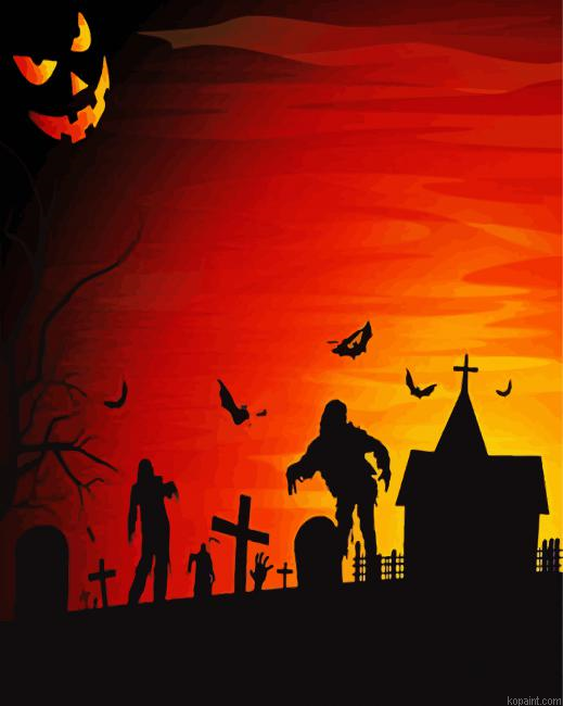 Halloween Graveyard Zombies Painting By Numberss.png