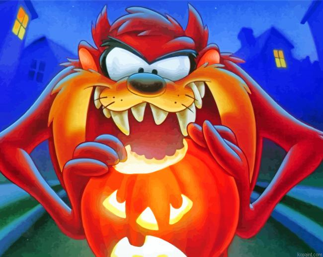 Halloween Tasmanian Devil Cartoon Painting By Numberss.png