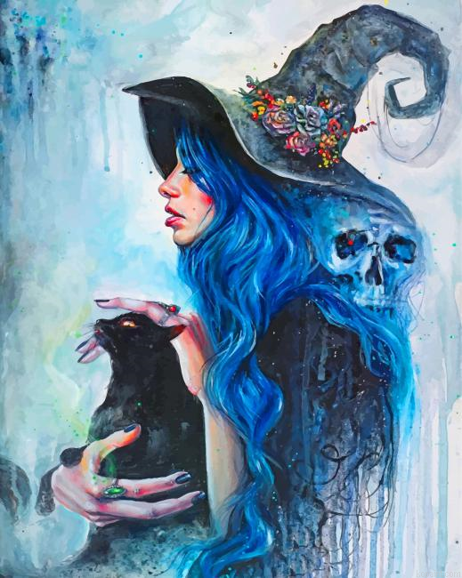 Halloween Witch And Cat Painting By Numberss.png