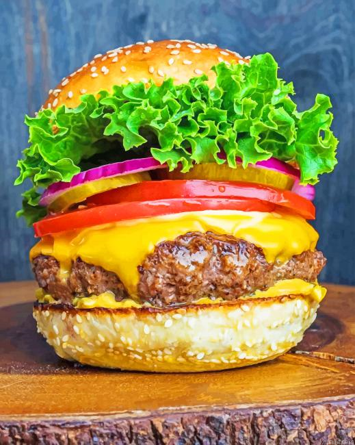 Hamburger Fast Food Painting By Numberss.png