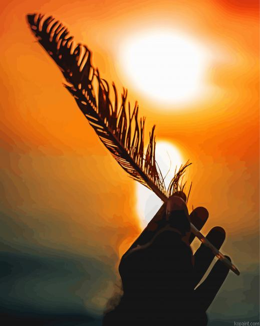Hand Holding Feather Silhouette Painting By Numberss.png
