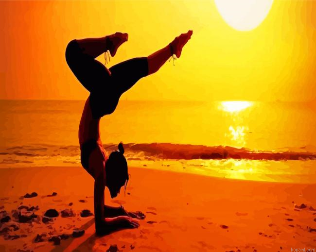 Handstand In The Beach Painting By Numberss.png