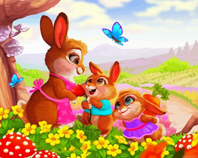 Happy Bunnies Family Paint By Numbers