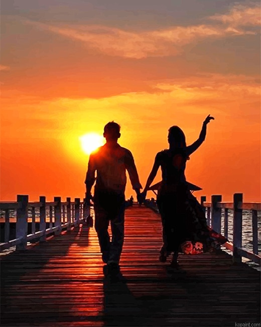 Happy Couple Sunset New Painting By Numberss.png