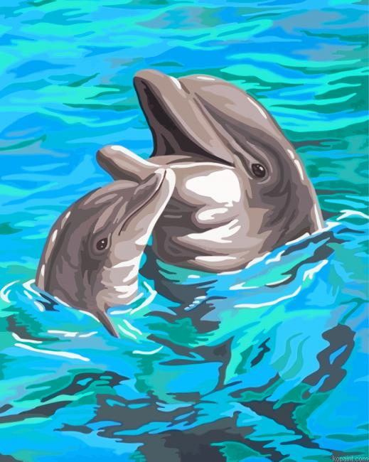 Happy Dolphins Painting By Numberss.png