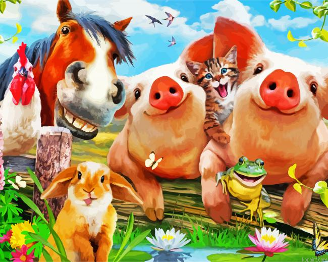 Happy Farm Animals Paint By Numbers