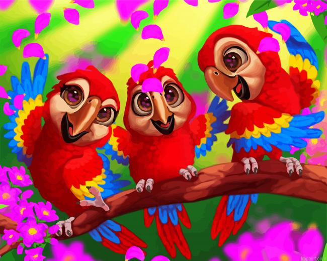 Happy Parrots Painting By Numberss.png