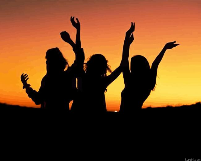 Happy Women Silhouette Painting By Numberss.png