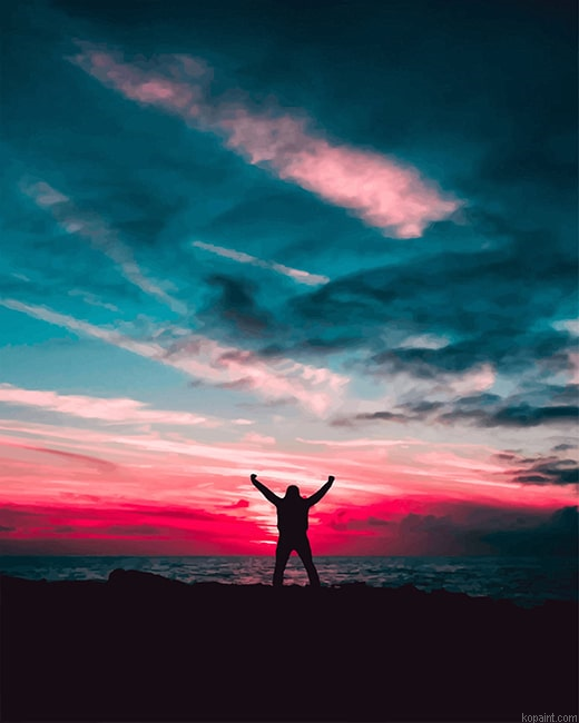 Happy Man Silhouette New Painting By Numberss.png