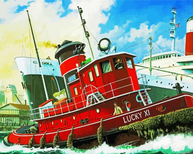 Harbour Tugboat Ship Painting By Numberss.png