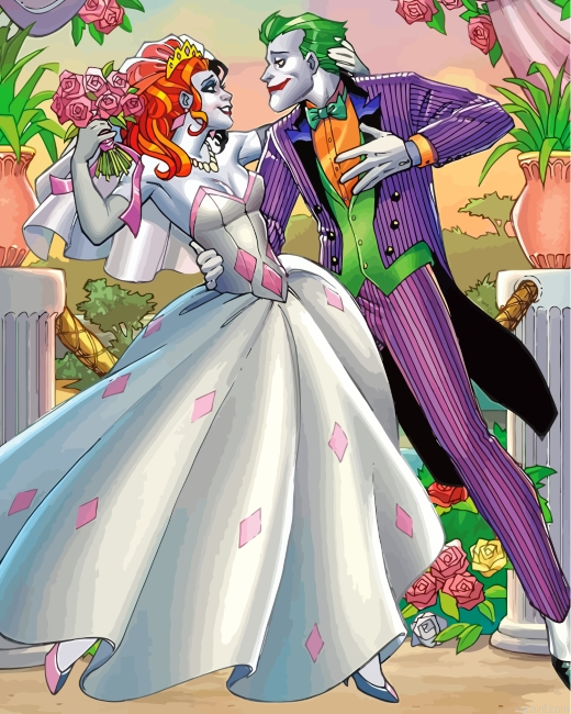 Harley Quinn And Joker Wedding Painting By Numberss.png
