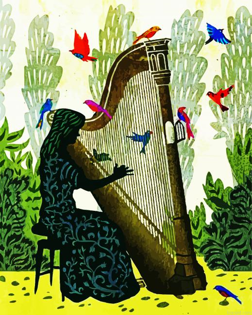 Harp Player Art Painting By Numberss.png