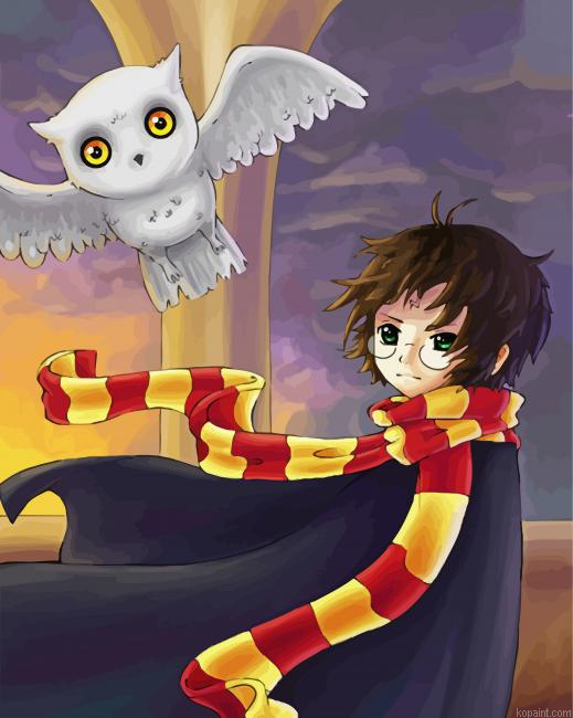 Harrty Potter And Hedwig Painting By Numberss.png
