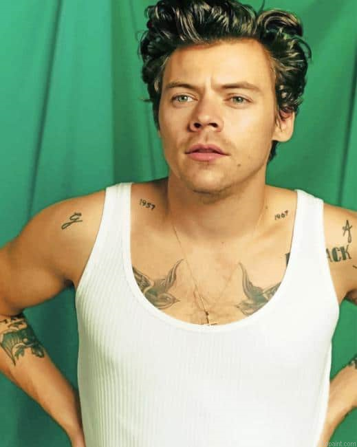 Harry Styles Green Background New Painting By Numberss.png