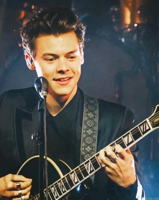 Harry Styles Playing Guitar New Painting By Numberss.png