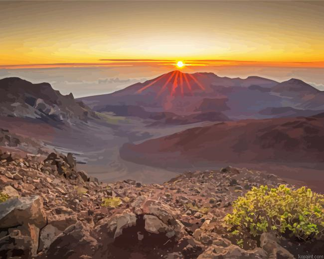 Hawaii Haleakala Volcano At Sunset Painting By Numberss.png