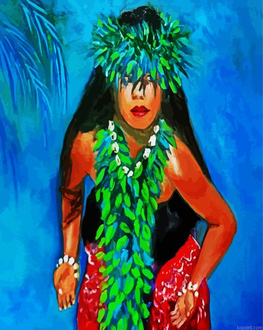Hawaiian Girl Wearing Lei Painting By Numberss.png