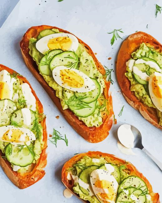 Health Toast Breakfast Paint By Numbers