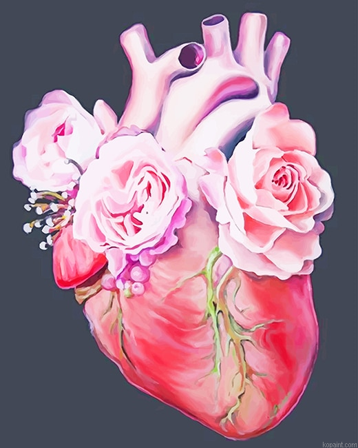 Heart Pink Flowers New Painting By Numberss.png