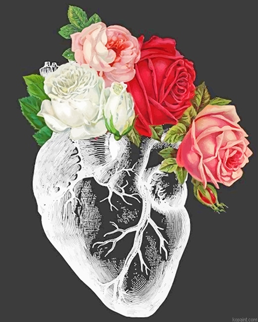 Heart With Flowers New Painting By Numberss.png