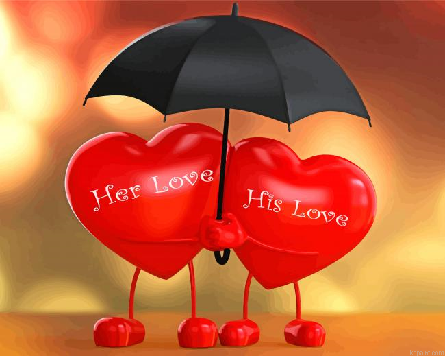 Hearts Under Umbrella Painting By Numberss.png