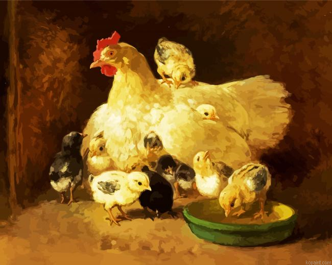Hen With Chicks Painting By Numberss.png