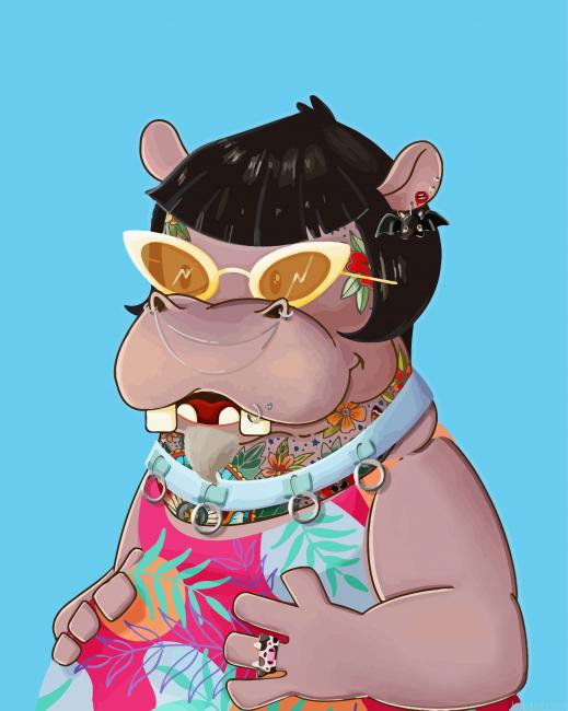 Hippo With Glasses Painting By Numberss.png