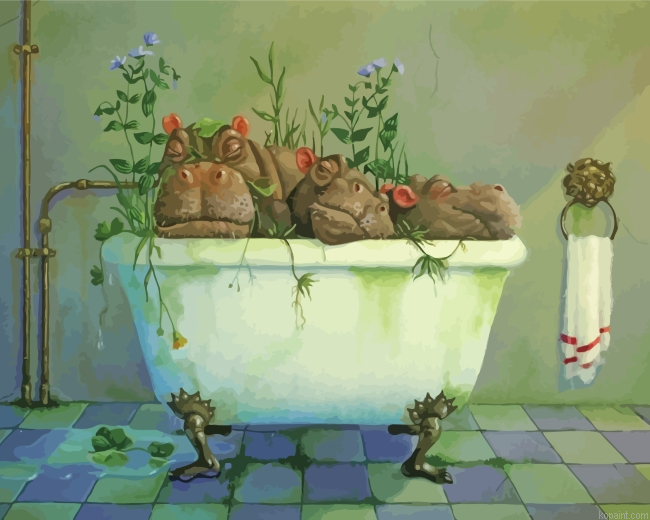 Hippopotamus In Bath Painting By Numberss.png