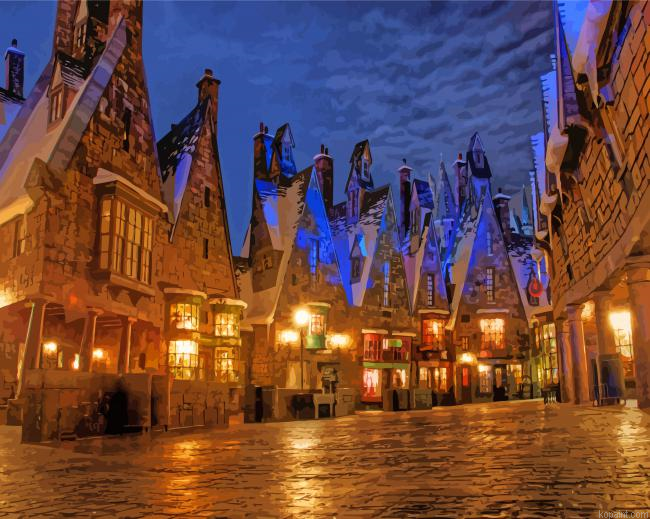 Hogsmeade At Night Painting By Numberss.png