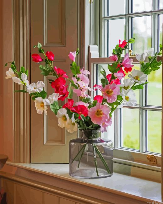 Hollyhocks Glass Vase Painting By Numberss.png