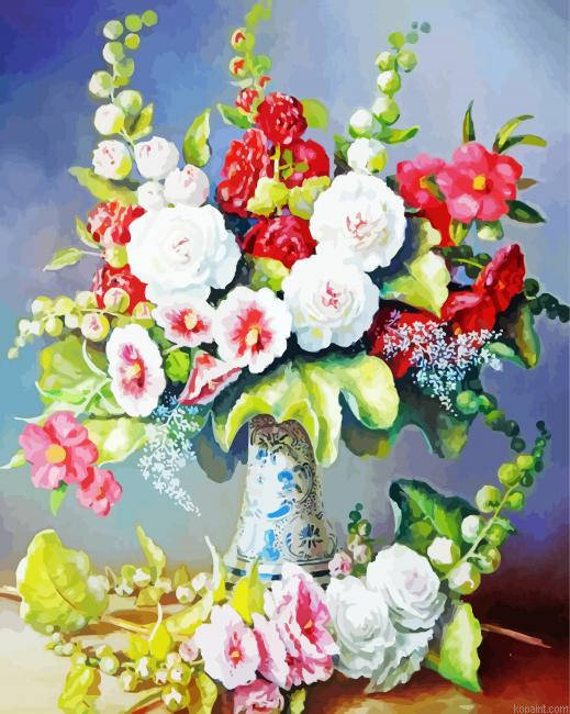 Hollyhocks Vase Painting By Numberss.png