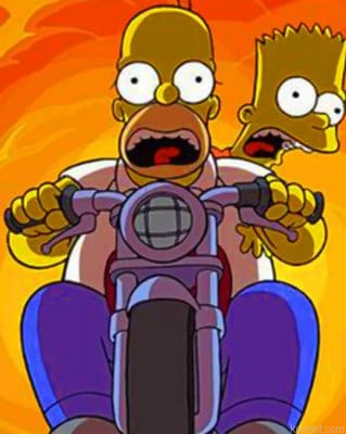 Homer Simpson Riding A Motorcycle Painting By Numberss.png