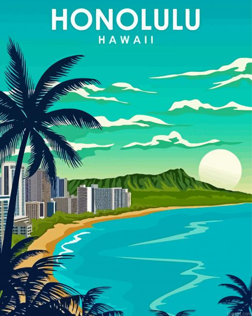 Honolulu Beach Poster Painting By Numberss.png