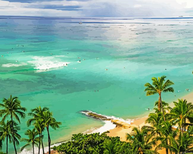 Honolulu Beach Sea Painting By Numberss.png