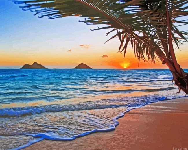 Honolulu Beach Sunset Seascape Painting By Numberss.png