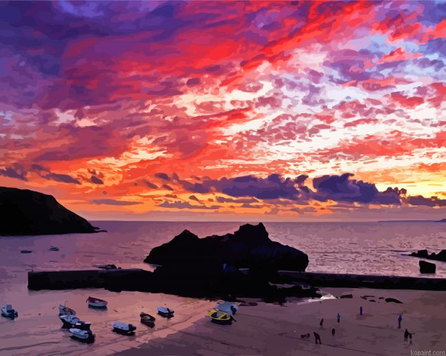 Hope Cove At Sunset Painting By Numberss.png