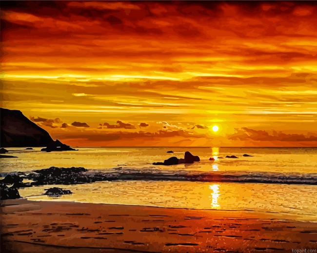 Hope Cove Beach At Sunset Paint By Numbers