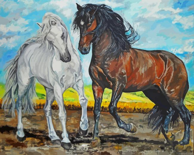 Horse Couple Art Painting By Numberss.png