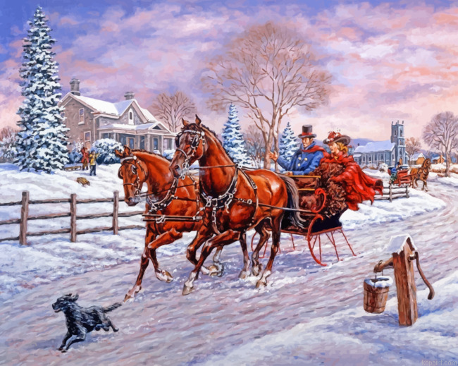 Horses Sleigh Painting By Numberss.png
