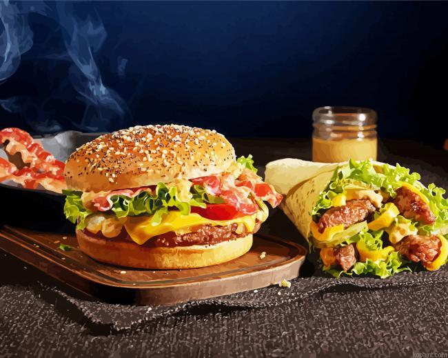 Hot Burger Paint By Numbers
