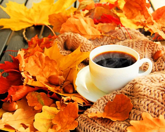Hot Coffee In Autumn New Painting By Numberss.png