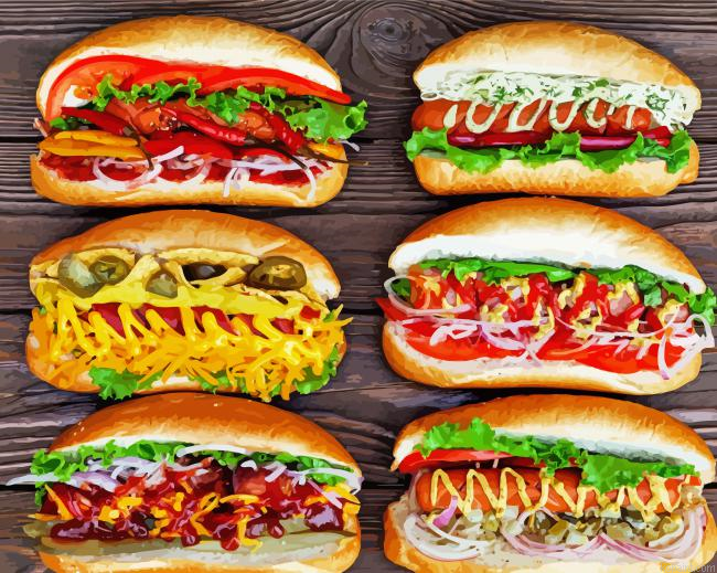 Hot Dogs Sandwiches Paint By Numbers